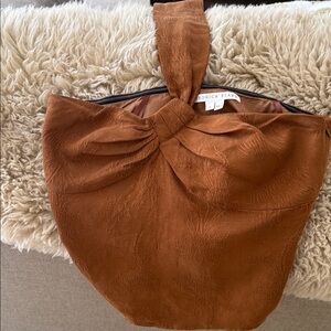 Veronica Beard One-Shoulder Knot Top in Rust